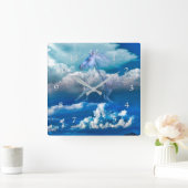 Pferdegeist SKY RIDERS Quadratische Wanduhr (Zuhause)