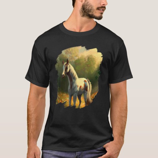Pferdegemälde Vintag Retro Reitstunde T-Shirt (Vorderseite)