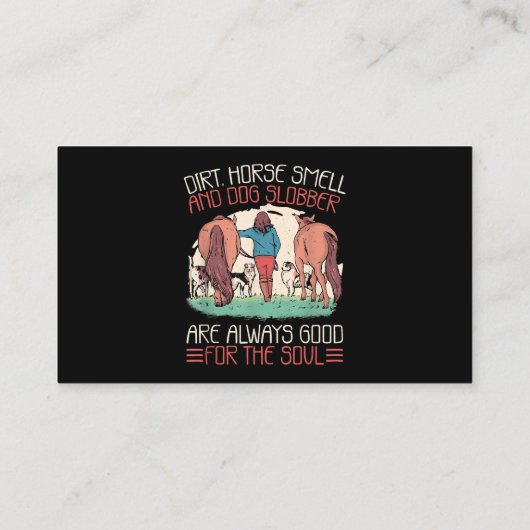 Pferdegeruch und Hundeschwolle Reitpferde und Hund Visitenkarte (Rückseite)