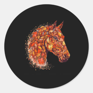 Pferdegesicht Herbstlaub Erntedank Tag Pferd Runder Aufkleber