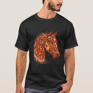 Pferdegesicht Herbstlaub Erntedank Tag Pferd T-Shirt