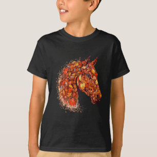 Pferdegesicht Herbstlaub Erntedank Tag Pferd T-Shirt