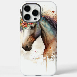 Pferdegesicht mit Blume Kranz iPhone 16 Pro Max Hülle