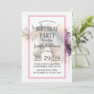 Pferdegesicht mit Blume Kranz Einladung