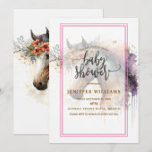 Pferdegesicht mit Blume Kranz. Einladung (Vorne/Hinten)