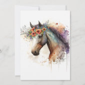 Pferdegesicht mit Blume Kranz. Einladung (Rückseite)