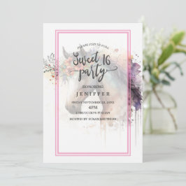 Pferdegesicht mit Blume Kranz. Einladung