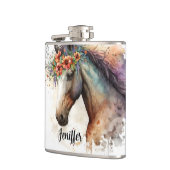 Pferdegesicht mit Blume Kranz Flachmann (Links)