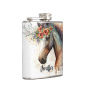 Pferdegesicht mit Blume Kranz Flachmann (Rechts)