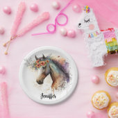 Pferdegesicht mit Blume Kranz Pappteller (Party)