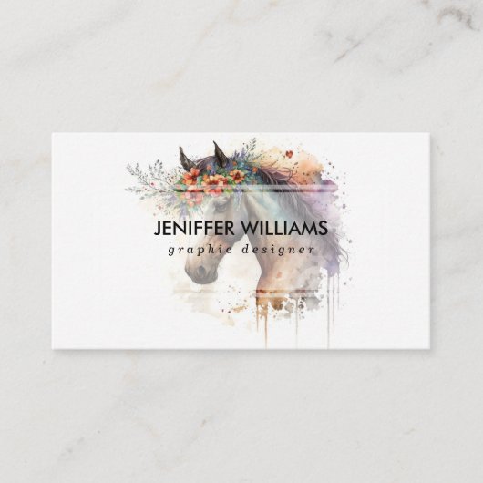 Pferdegesicht mit Blume Kranz Visitenkarte (Vorderseite)