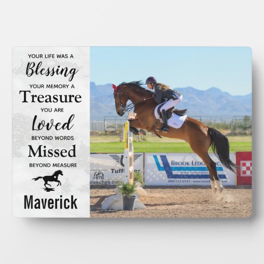 Pferdegeweih-Geschenk Beileid Zitat Pferd Verlust Fotoplatte (Vorderseite)