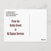 Pferdegewerbe oder Tierärztebüro der Gruppe Geburt Postkarte (Rückseite)