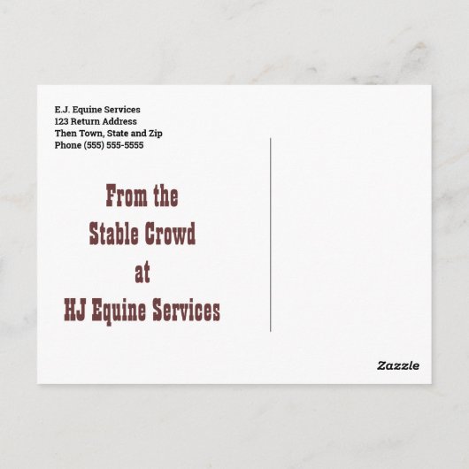 Pferdegewerbe oder Tierärztebüro der Gruppe Geburt Postkarte (Rückseite)