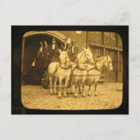 Pferdegezogene Feuerwehr mit Hakenleiter - Vintage