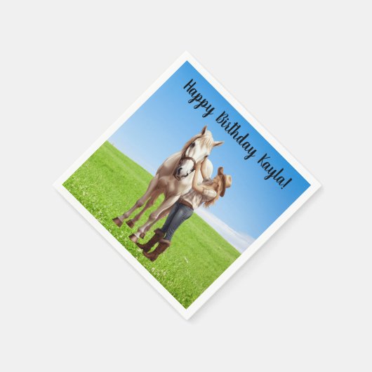 PferdeGirl Geburtstagsfeier Sonderbotschaft Serviette (Ecke)