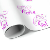 PferdeGirl Lila mit Pferdekopf-Schriftart Geschenkpapier (Rolleneckpunkt)