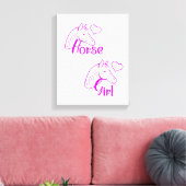 PferdeGirl Lila mit Pferdekopf-Schriftart Leinwanddruck (Insitu (Wohnzimmer))