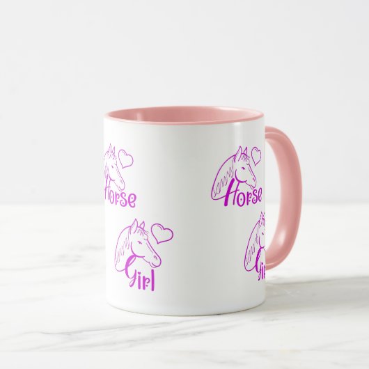 PferdeGirl Lila mit Pferdekopf-Schriftart Tasse (VorderseiteRechts)