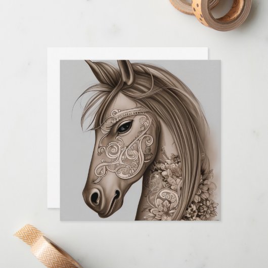Pferdegrafik Mitteilungskarte (Vorderseite/Rückseite Beispiel)