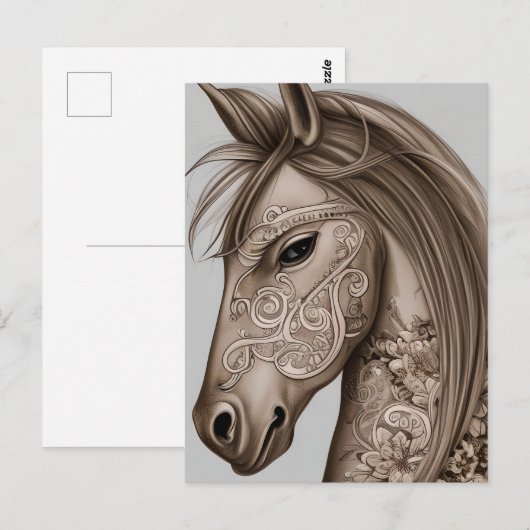 Pferdegrafik Postkarte (Vorne/Hinten)