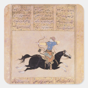 Pferdehändler zeichnete seinen Bogen Quadratischer Aufkleber