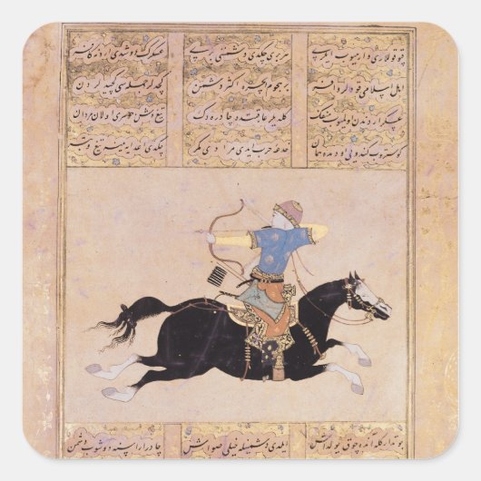 Pferdehändler zeichnete seinen Bogen Quadratischer Aufkleber (Vorderseite)