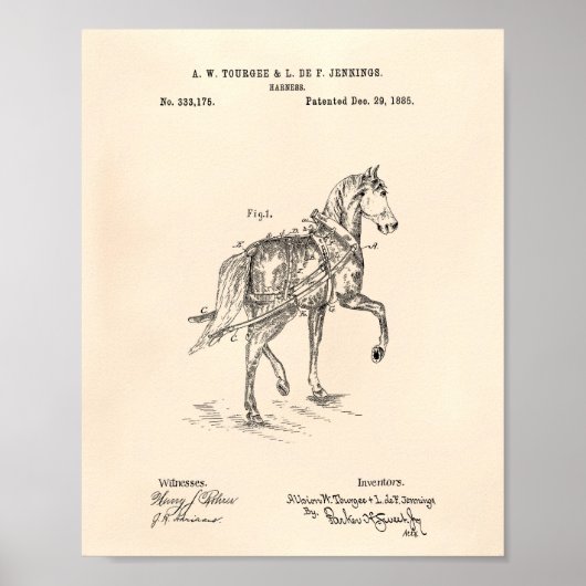Pferdeharness 1885 Patentart Alter Peper Poster (Vorne)
