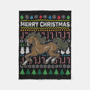 Pferdehässliche Weihnachtsstrickjacke-Tier-Reihe Fleecedecke