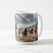 Pferdeherd Galloping, Misty Mountain Scene Kaffeetasse (VorderseiteRechts)