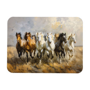 Pferdeherd Galloping Mustang Painting Flexible Magnet