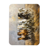 Pferdeherd Galloping Mustang Painting Flexible Magnet (Vertikal)
