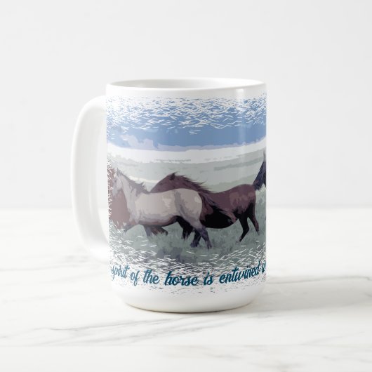 Pferdeherd Wilder Pferdegeist Kaffeetasse (Vorderseite Links)