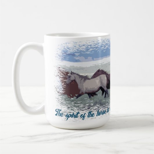 Pferdeherd Wilder Pferdegeist Kaffeetasse (Links)