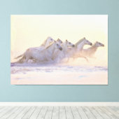 Pferdeherde, die auf der Beach Canvas Print Leinwanddruck (Insitu (Holzboden))