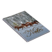 Pferdeherde, die im Winterschnee laufen Notizblock (Rechte Seite)