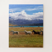 Pferdeherde Galloping im Feld Puzzle (Vertikal)