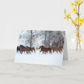 Pferdeherde im Schnee Karte (Gelbe Blume)