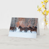 Pferdeherde im Schnee Karte (Gelbe Blume)