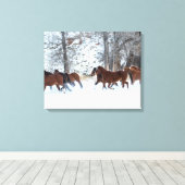 Pferdeherde im Schnee Leinwanddruck (Insitu (Holzboden))