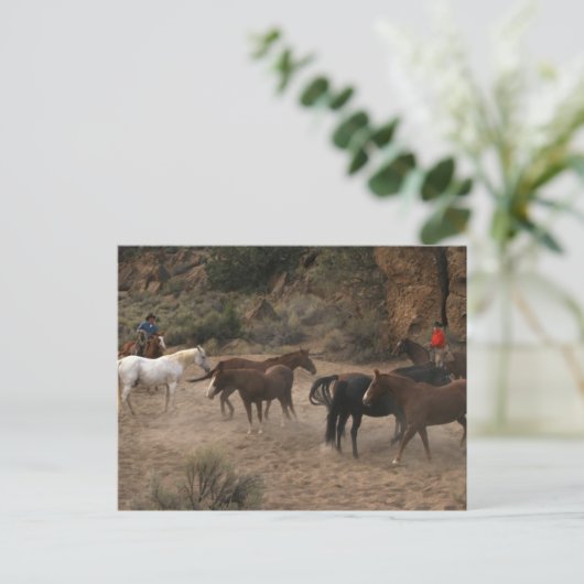 Pferdeherde Postkarte (Stehend Vorderseite)