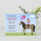 Pferdehintere Reitgeburtstags-Party Einladung (Stehend Vorderseite)