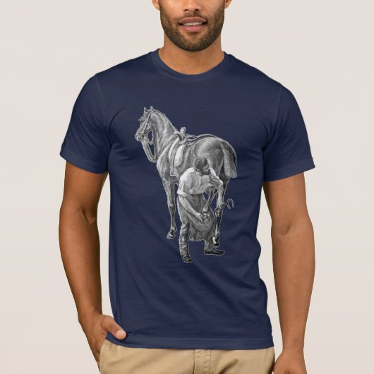 Pferdehufschmiedsidesaddle-Vintager Druck T-Shirt (Vorderseite)