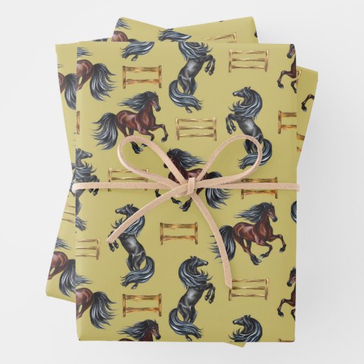 Pferdehüpfen Holzhürden Pferdesport Geschenkpapier Set (Beispiel)