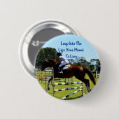 Pferdehüpfen mit einer "Leap Life Message", Button (Vorne & Hinten)