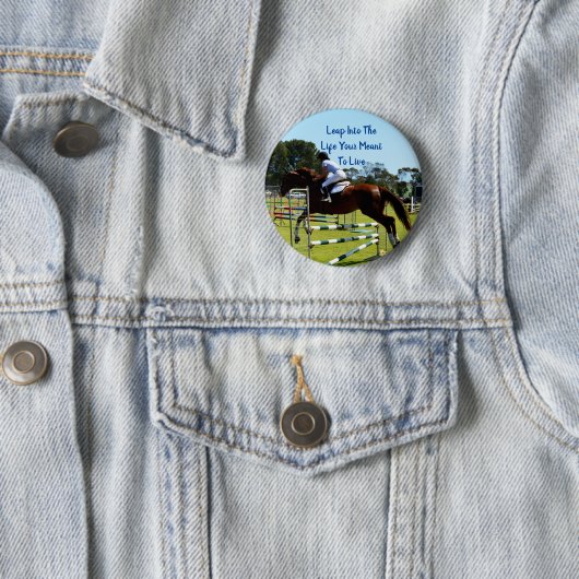 Pferdehüpfen mit einer "Leap Life Message", Button (Beispiel)