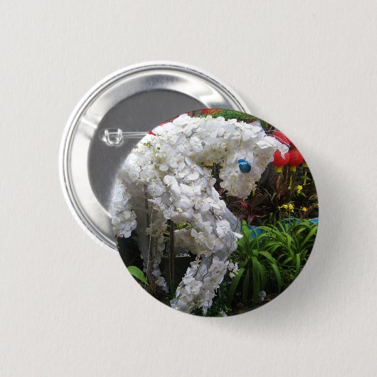 Pferdejahr | 春 節 馬 ... Thema chinesische Blume Button (Vorne & Hinten)