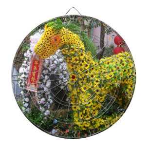 Pferdejahr   春 節 馬 ... Thema chinesische Blume Dartscheibe