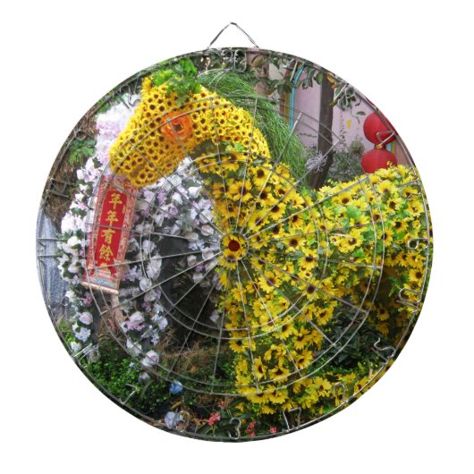 Pferdejahr | 春 節 馬 ... Thema chinesische Blume Dartscheibe (vorne)