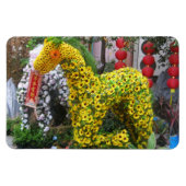 Pferdejahr | 春 節 馬 ... Thema chinesische Blume Magnet (Horizontal)